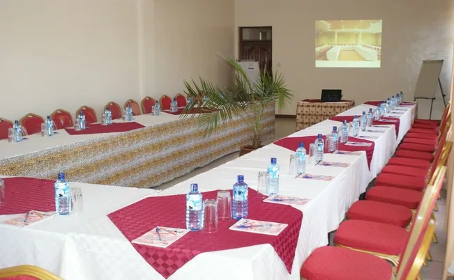 Conference hall prepared for guests at Meru Slopes Hotel